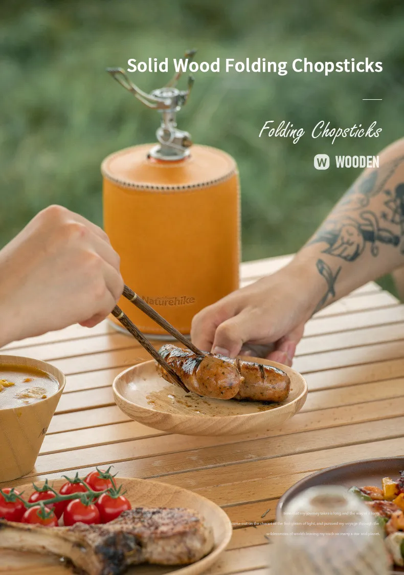 Description Picture 2 of itemNaturehike New Ultralight Folding Wooden Chopsticks Solid Portable Reusable Outdoor Camping BBQ Picnic Tableware Chop Sticks