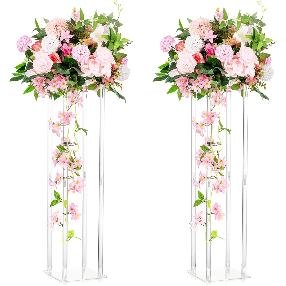 

1pc Wedding Centerpieces for Tables Column Flower Stand Acrylic Floor Vase Tall Rectangular Flower Display Rack Party Reception