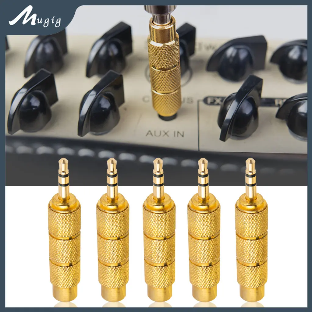 5PCS Electric Guitar Audio Jack Adapter Convertor Stereo Plug Socket For Guitar Microphone Headphone 3.5mm Male 6.5mm Female exquisite guitar socket anti scratch mini guitar socket jack for instrument guitar socket jack