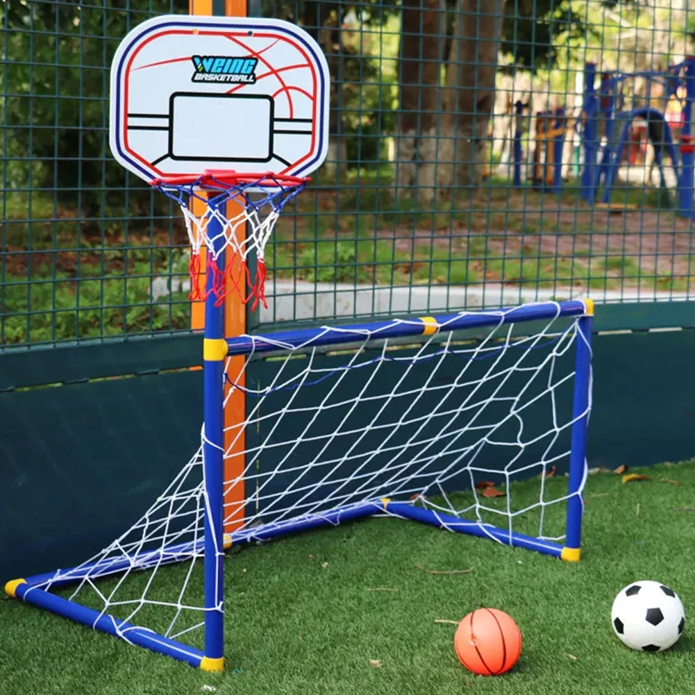 2 In 1 Detachable Football Goal with Basketball Hoop Football Goal Fun Games Toys for Boys Girls 3-12 Years Old