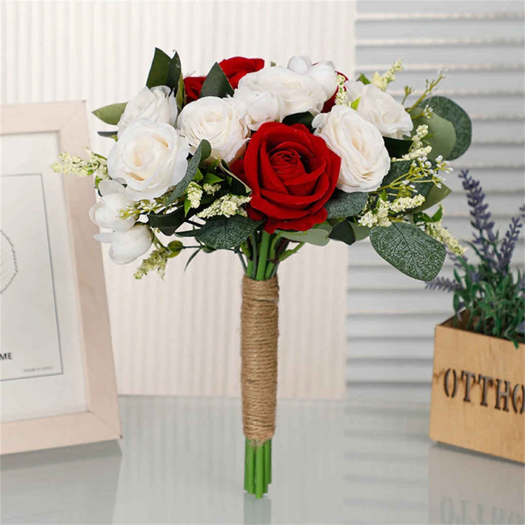 Bride Wedding Bouquet Europe-American Simulation Bouquet Wedding Hand-Held Flowers Bridemaid Hand-Held Flower