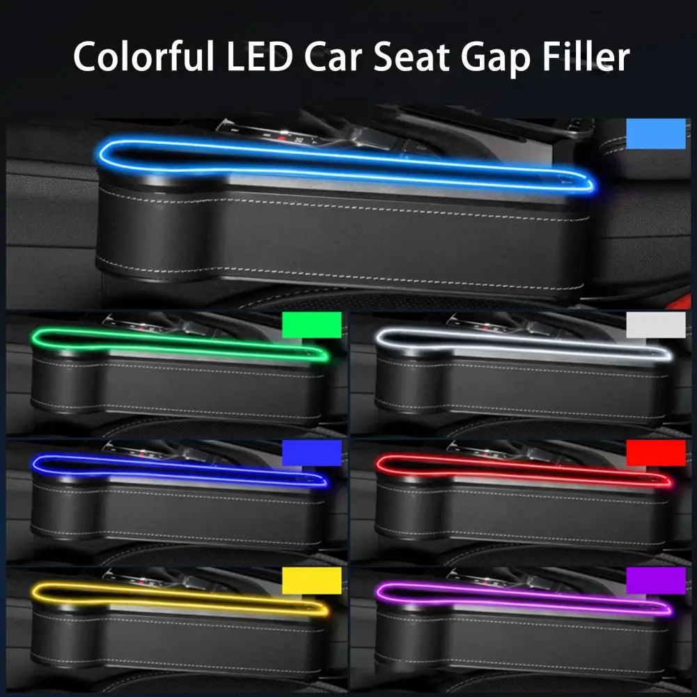 

Car Seat Storage Box Organizer Rgb Car Gap Storage Box with Charging 7-color Light Mode Car Seat Seam Organizer with Safe