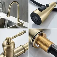 Kitchen Faucets Pull Out Antique Bronze Kitchen Sink Water Mixer Tap Crane Faucet Hot Cold with Sprayer EL9021 5