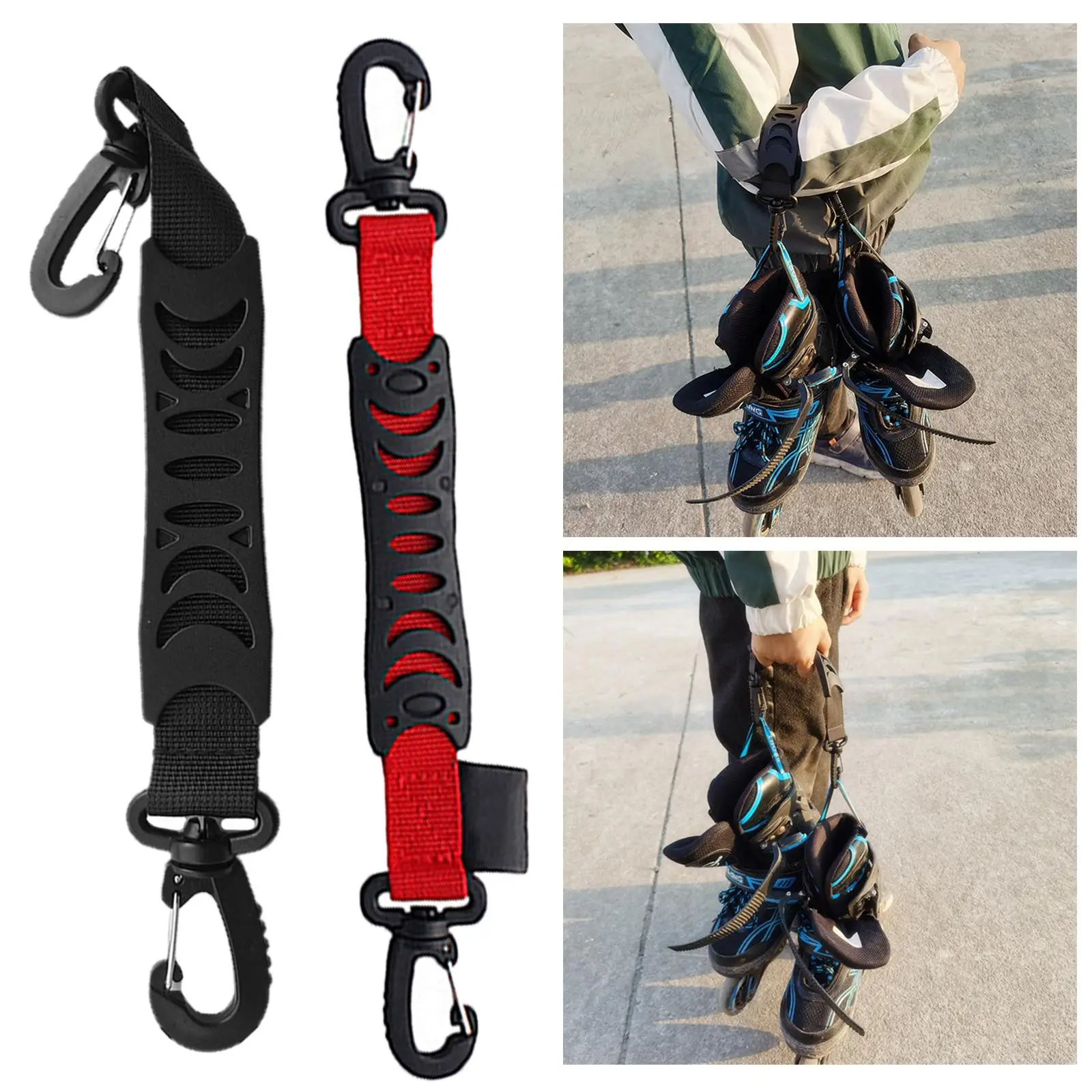 1 Pc Roller Skate Strap Ski Boot Carrier Belt Skating Shoes Hanging Handle Buckle Adult Kids Durable High Strength Skates Hook skating shoes straps