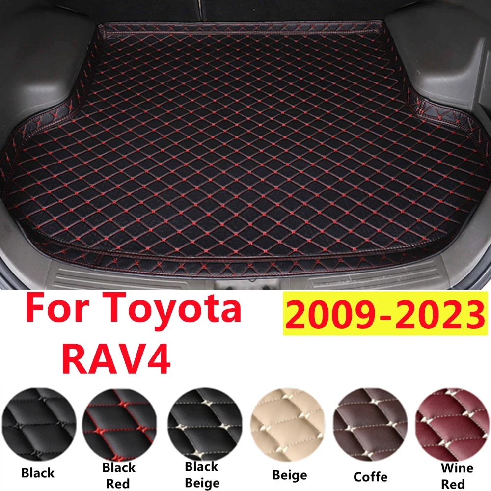 

SJ профессиональный автомобильный коврик для багажника, подходит для Toyota RAV4 RAV-4 2009-22-2023 XPE кожаный задний вкладыш, Задняя накладка для груза, водонепроницаемая высокая сторона