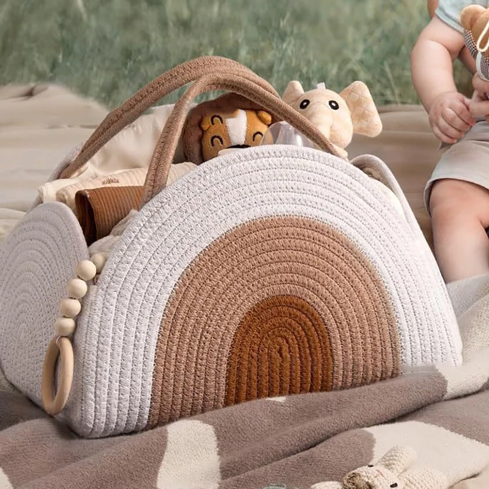 기저귀 가방 무지개 아치 모양 아늑하고 부드러운 디자인 부드러운 질감 넉넉한 포켓 가벼운 휴대용  기저귀 가방