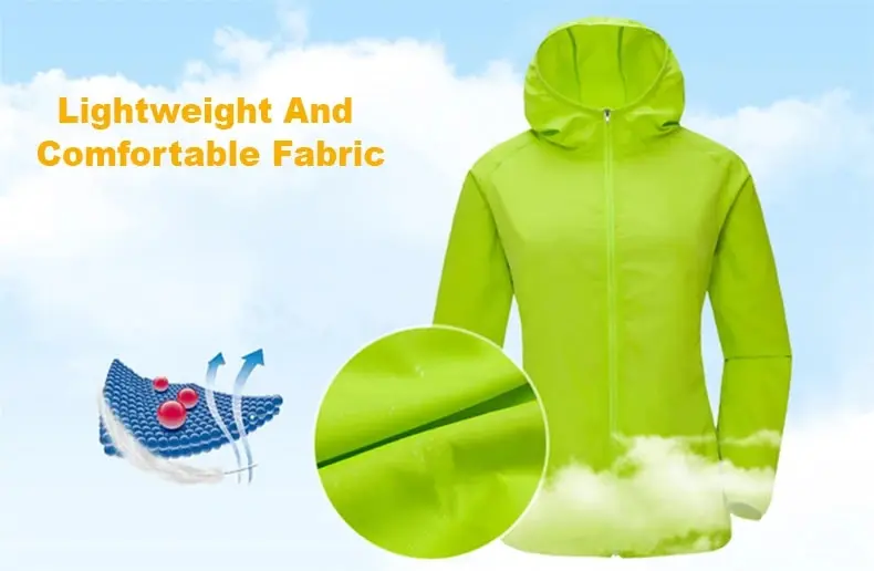 LNGXO Männer Frauen Wasserdichte Jacke Schnell Trocknend Wandern Camping Windjacke Unisex Trekking Angeln Regen Mantel Outdoor Anti UV Kleidung – Detail 7