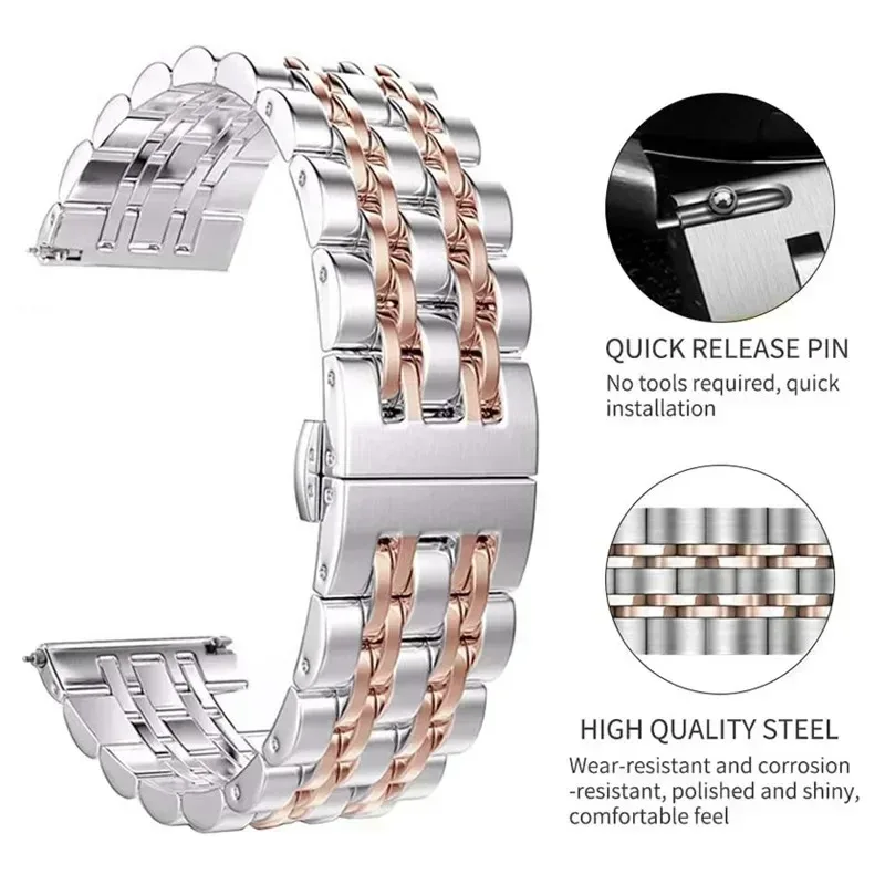 Durable 22mm Stainless Steel Wristband - Premium Metal Strap