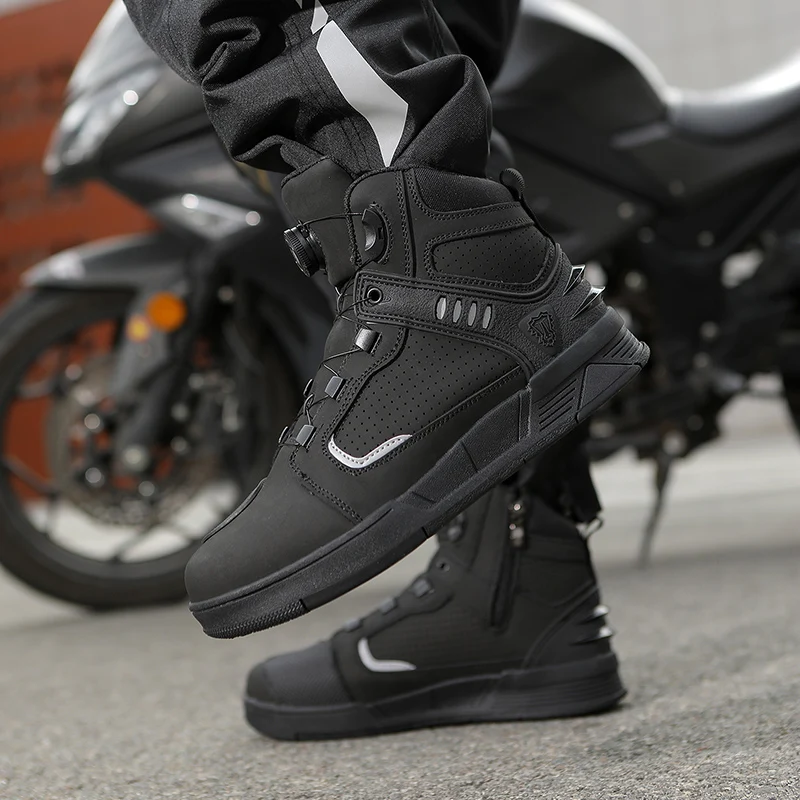 Motorcycle protective boots men four season cycling off-road short boots casual fashionable commuting anti slip riding