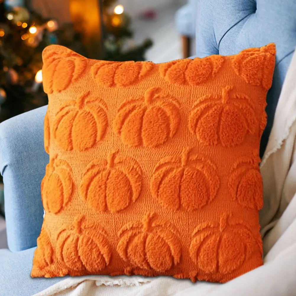 Pumpkin Fall Pillow Covers Halloween Throw Pillow Cover Couch Cushion Case Plush Pillow Cushion Cover for Halloween Decoration
