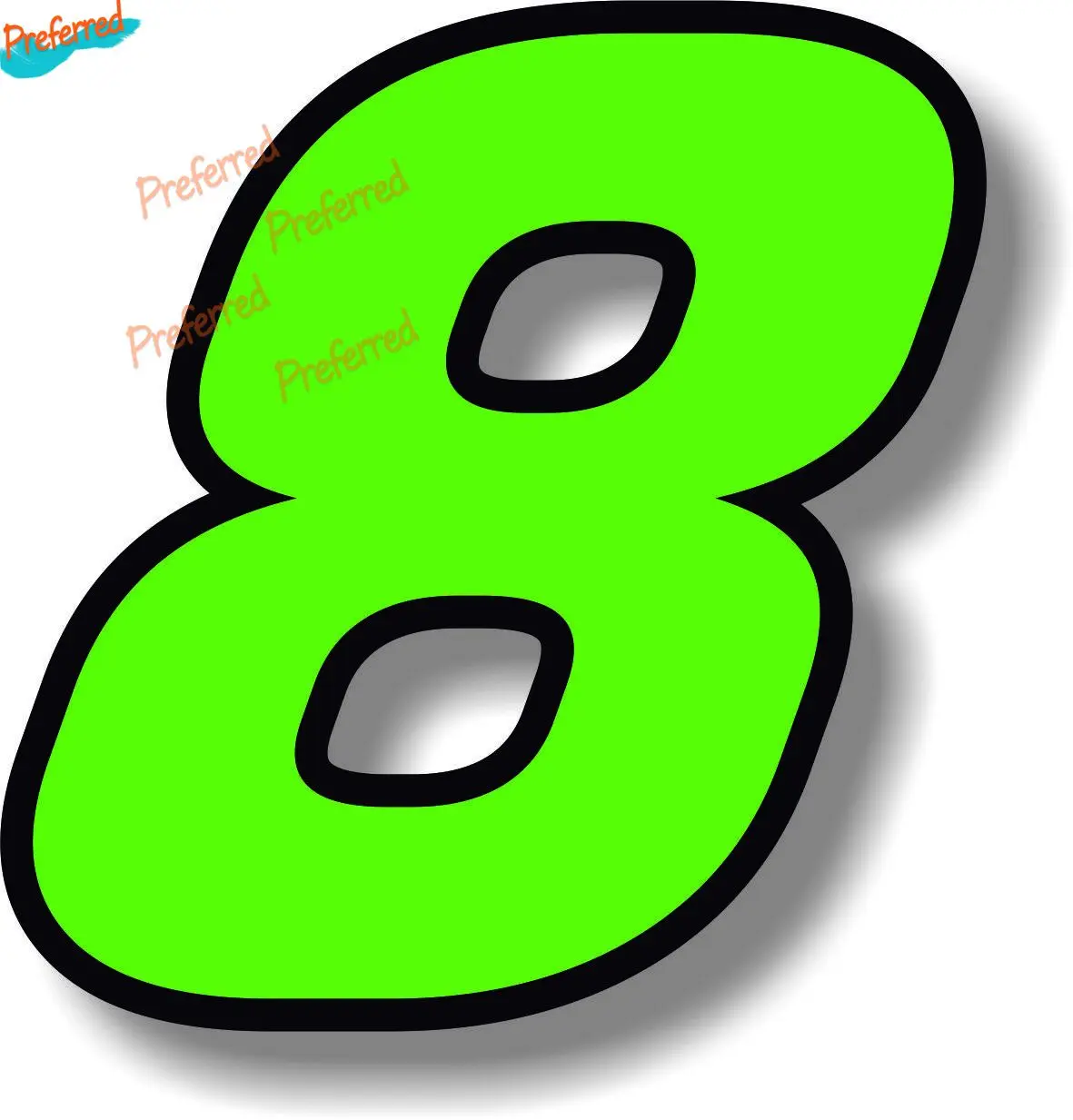 

Green Number with Black Border Number Sticker Decal for Your All Cars Racing Laptop Motorcycle Helmet Window Bumper