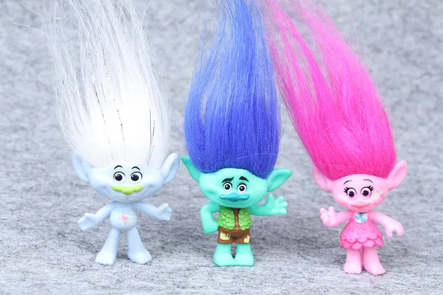 6pcs/set Troll Movie Trolls PVC Action Figures 3-7CM Trolls Toys Collectible Dolls Poppy Branch Biggie Dolls for Kid Gifts Toy 2