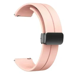 Magnetic Folding Buckle Silicone Smartwatch Strap Bracelet for 20mm (Pink)