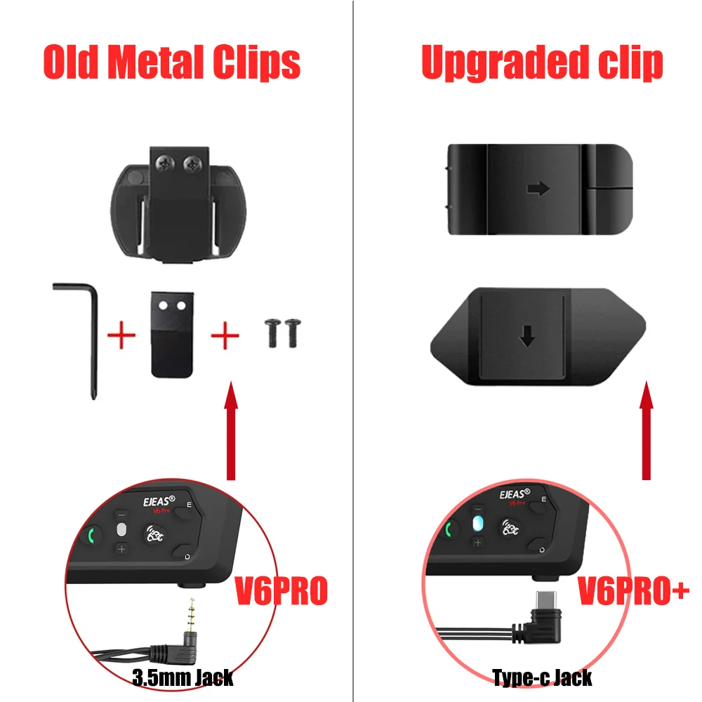 EJEAS V6 Pro+/V4Plus/Q8/Q2 /Q7/V7 Motorcycle Helmet Bluetooth Intercom Headset Clamp Style ​Mounting Clip Double-Sided Tape Base
