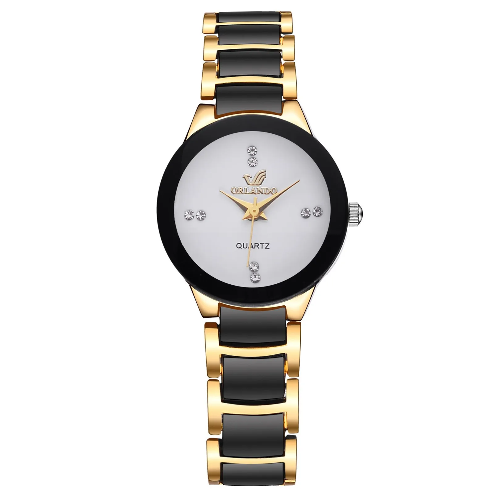 Elegant Women's Quartz Watch Gold Black Stainless Steel Band Small Dial Woman Wristwatch Round Minimalist Clock Watch for Ladies