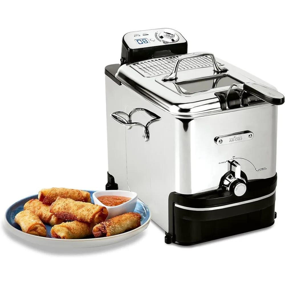 All-Clad 3.5L 1700W Electric Deep Fryer with Basket, Digital Controls-Stainless Steel