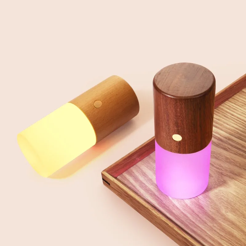 

New Fun Simple Seven Color Soft Light Product Color Changing Lamps Eye Protection Romantic Wood Atmosphere Sleeping Night Lights