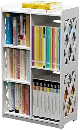 

Small Bookshelf, Kids Book Case Open Shelf with 5 Cube Storage Organizer for Bedroom Living Room Office, White Bogg bag charms C