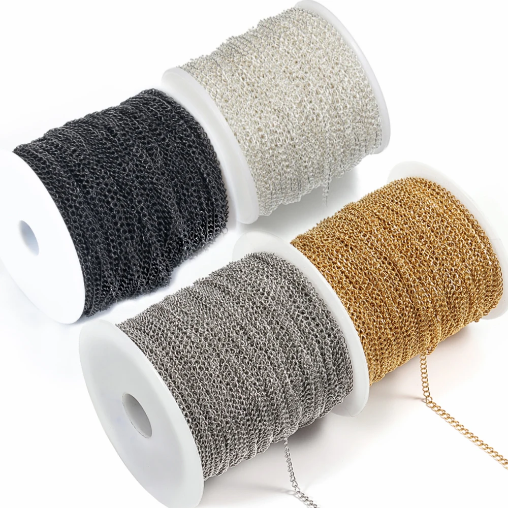 2 Meter Bunte Verlängerungskette Edelstahl O-Form Halsketten Armbänder Zubehör Kette Zubehör DIY Schmuckherstellung Bulk – Detail 6