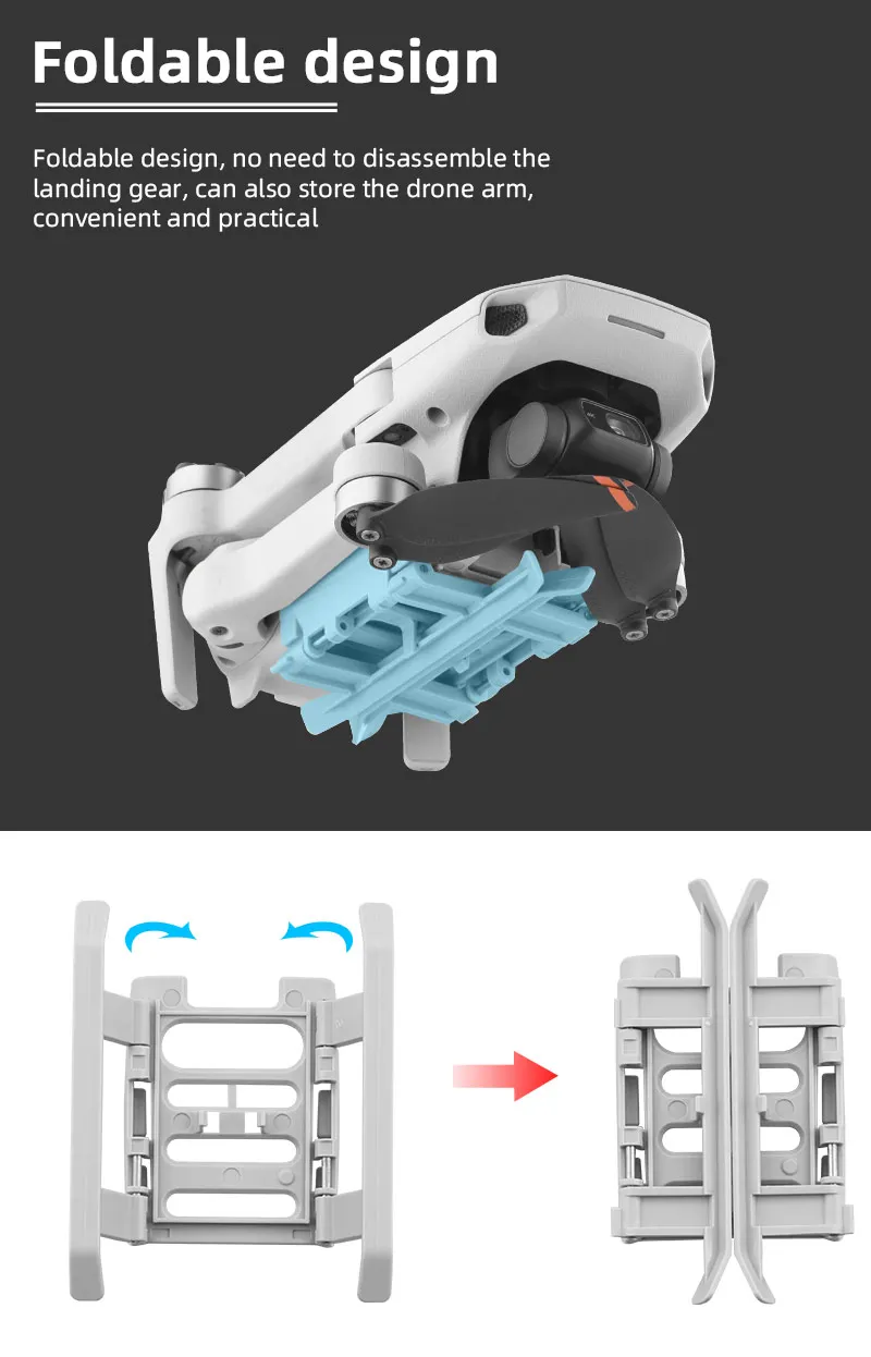 foldable design, no need to disassemble the landing gear, can also store the drone arm