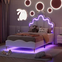 Rosahqnda Lit enfant pour filles 90x200cm, lit simple 140x200cm, lit double, lit enfant en forme de couronne de princesse, tête de lit réglable 8