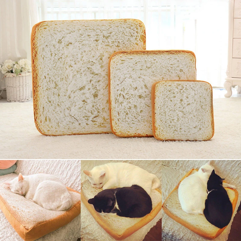 Bread Cats Bed Toast Bread Slice Style Pet Mats Cushion Soft Warm Mattress Bed For Cats Dogs Cat Accessories