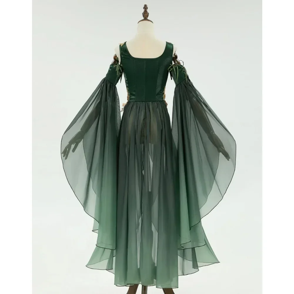 Women's Medieval Renaissance Green Dress with Sleeves Cosplay Zipper Back |  eBay