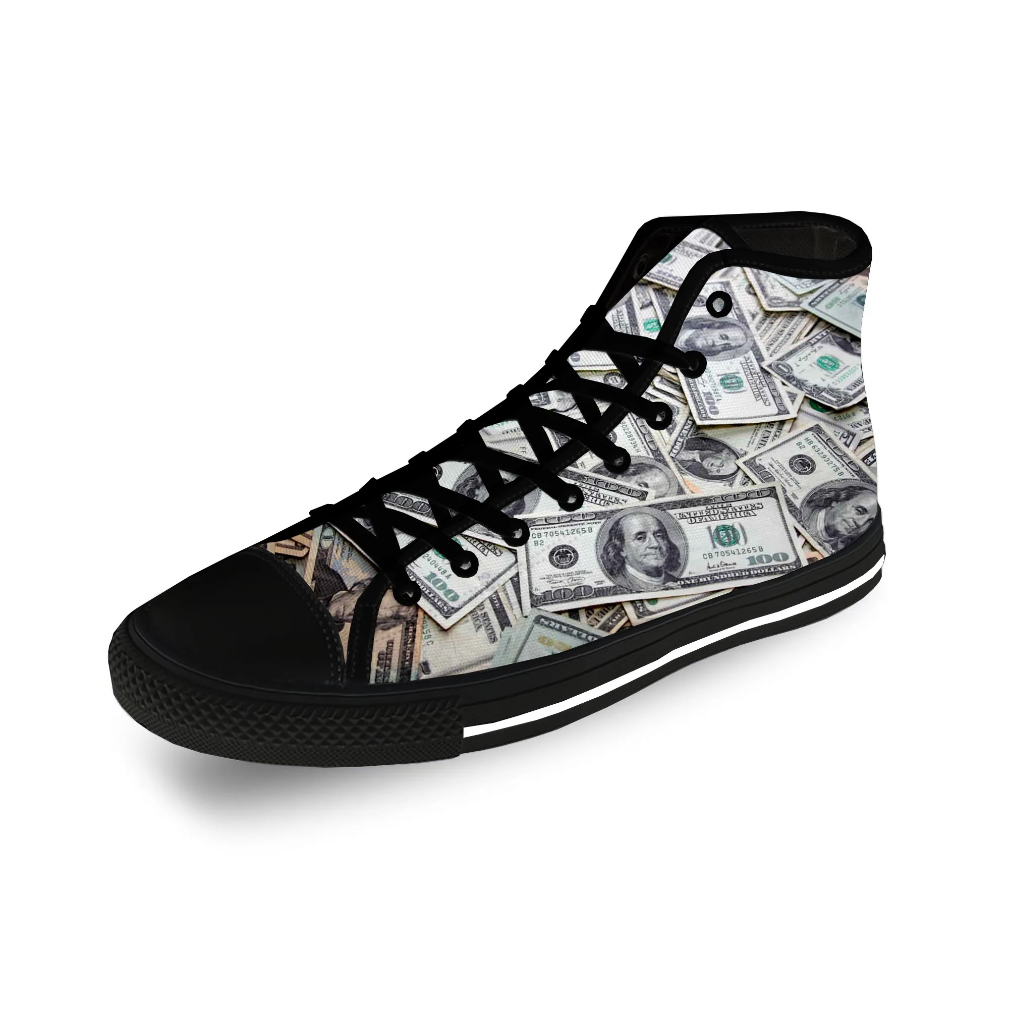 

Холщовые кроссовки унисекс, повседневная Готическая ткань с высоким верхом и 3D-принтом долларов, аниме, легкие дышащие кеды