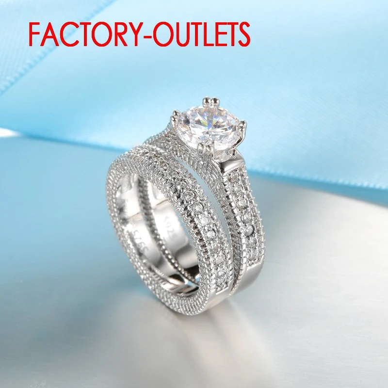 Silver Rings Silver Ring Wedding Rings Genuine 925 Sterling Silver Wedding Ring Unisex Romantic Fashion Jewelry Cubic Zirconia Prong Setting