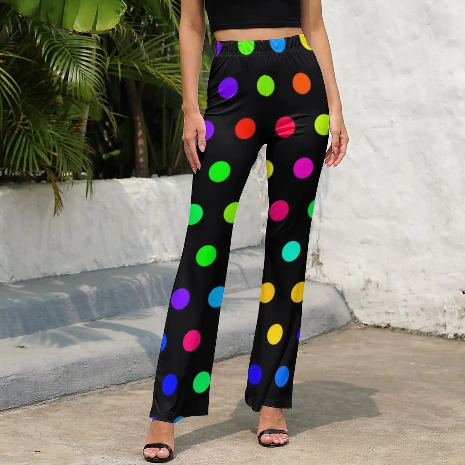 Cute Rainbow Polka Dot Casual Pants Colorful Polka Dots Modern Sexy Workout  Graphic Flared Trousers Women Slim Streetwear Pants - AliExpress