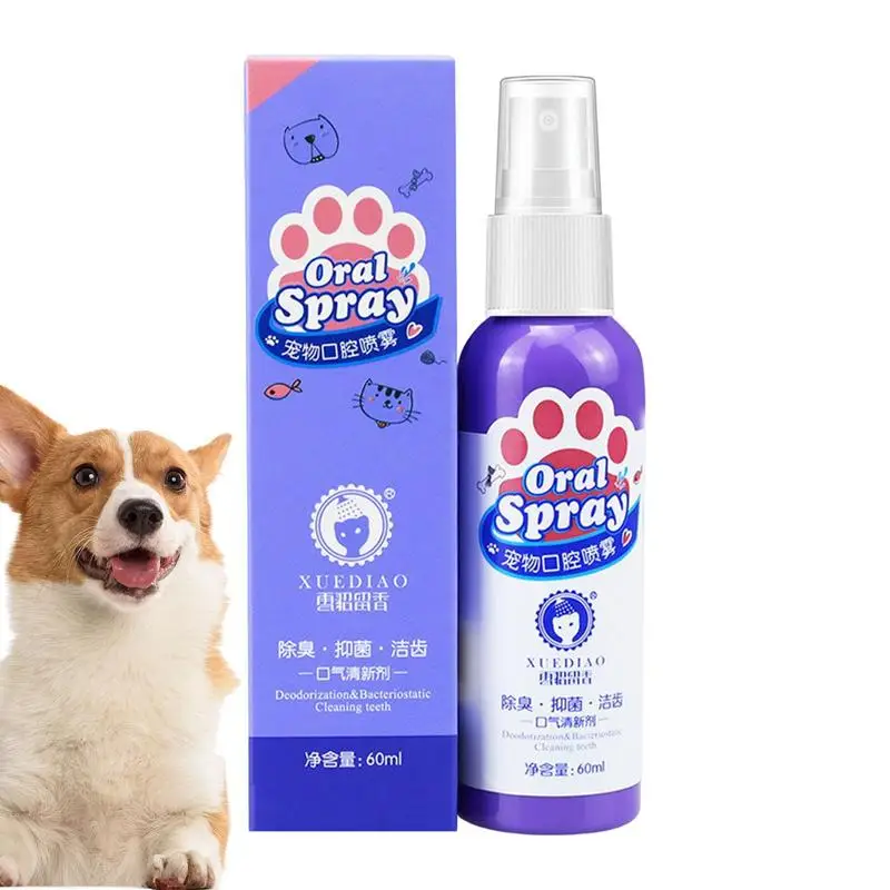 

60ml Pet Oral Cleanse Spray Dog Cat Teeth Cleaning Spray Clean Deodorant Prevent Calculus Remove Kitten Bad Breath Pet Supplies