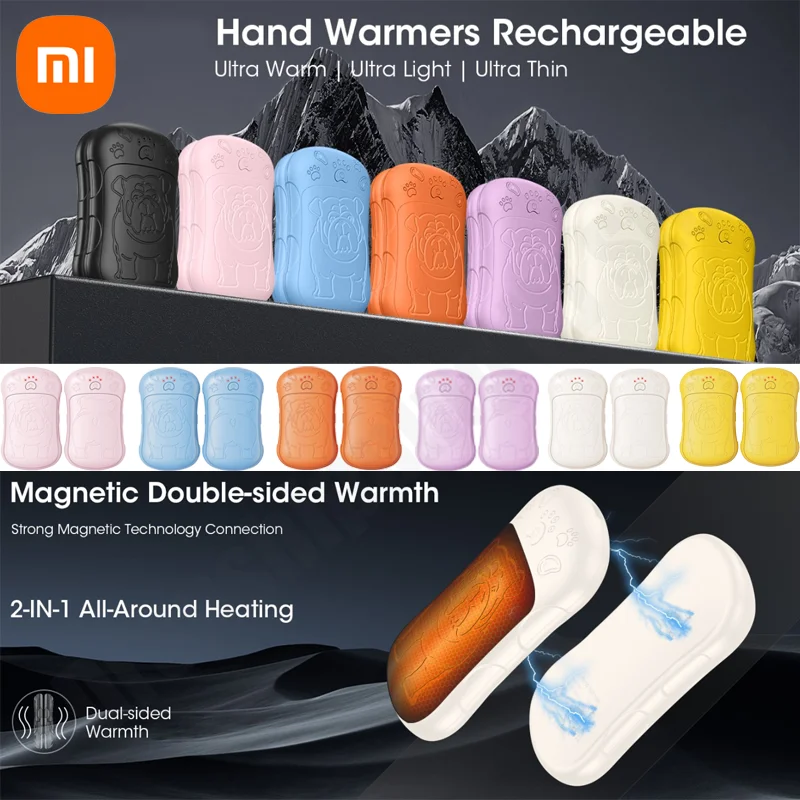 Xiaomi 2pack Portable Magnetic Puppy Pattern Hand Warmer Rechargeable Fast Heating Sleek Stylish Hand Warmer For Outdoor Camping 2