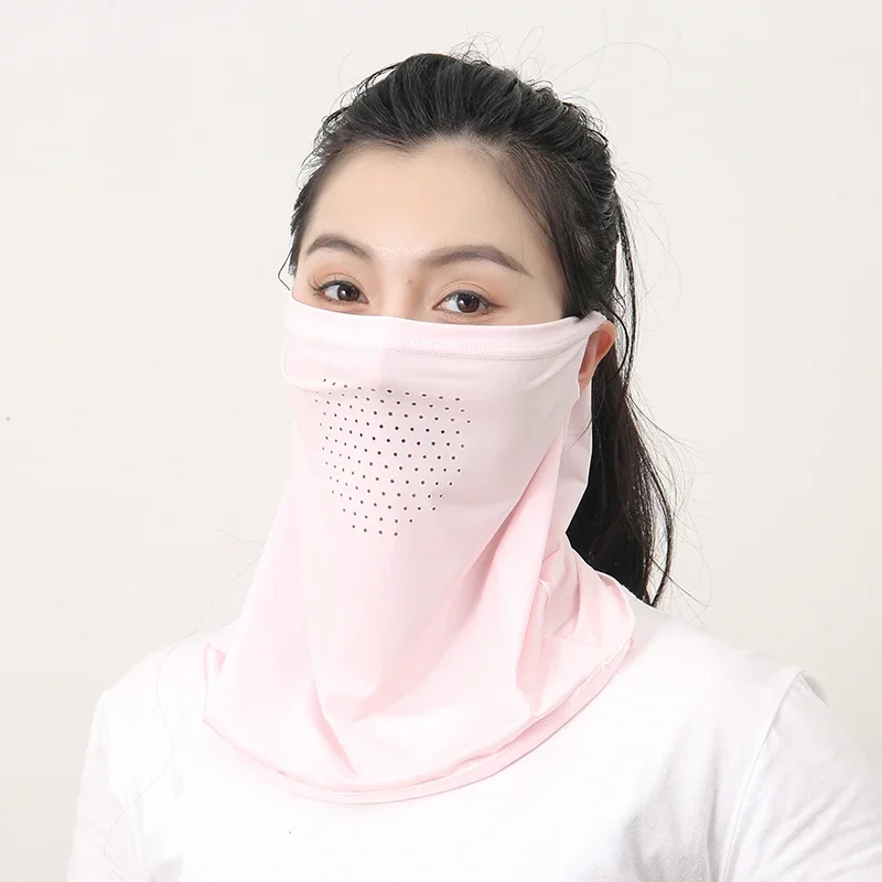 Summer Ice Silk Sunscreen Mask Scarf Outdoor Anti-mosquito Breathable Veil Mask Women Outdoor Cycling Golf Tennis Face Mask 4
