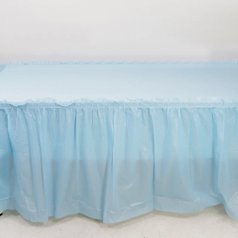 Disposable plastic tablecloth and table skirt set rectangular waterproof oil proof for birthday banquet party