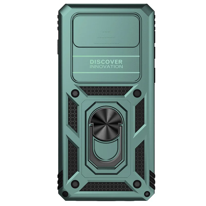 Shockproof Armor Phone Case with Slide Camera Protector & Ring Holder