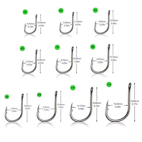 Carbon Steel Fish Hook 100 pieces/box 10 sizes