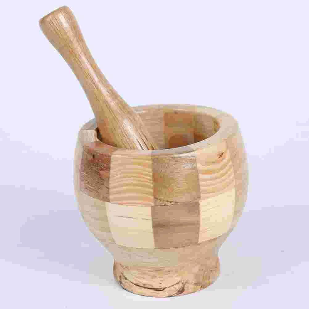 

Meat Grinder Garlic Mortar Pounder Manual Kit Wooden Kitchen Tool Masher Spliced Crush Pot Pestle