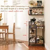 Coffee Bar with Wheels, Mobile Coffee Table with Storage Drawer, 4-Tier Adjustable Coffee Cart, Rustic Wood Coffee Bar Station 3