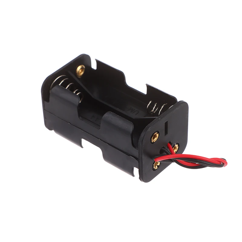 AA Battery Holder 6V For 4 X Batteries Black Plastic Storage Box Case Dual Layers With Wire Lead