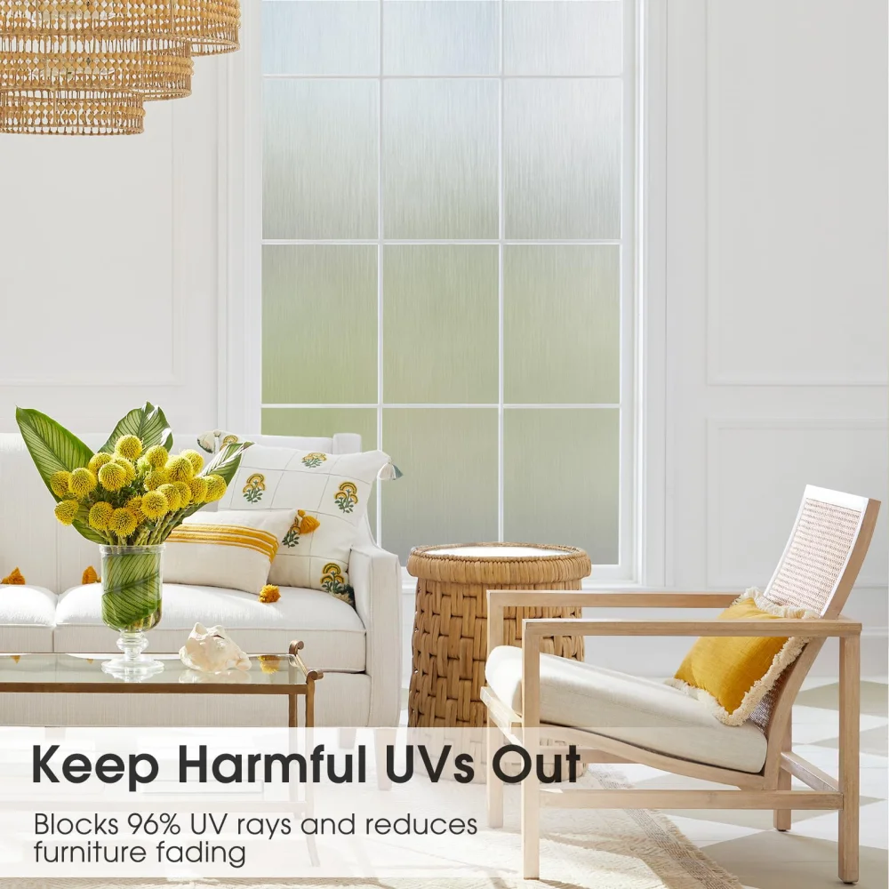 FANCY FIX Privacy Window Film Static Attraction Brushed Texture Translucent Decorative Window Film UV Protection For Home Office