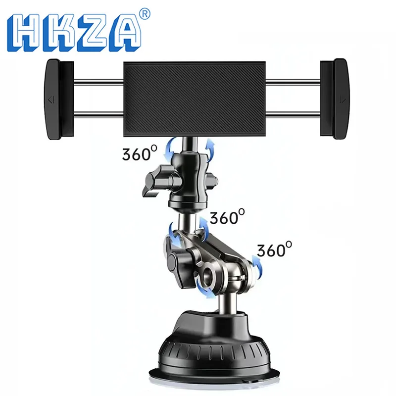 Universal Metal Tablet Phone Holder in Car Ball Head Bracket Suction Cup Mount 360 Rotation Stand for iPad 12.9" Samsung Xiaomi