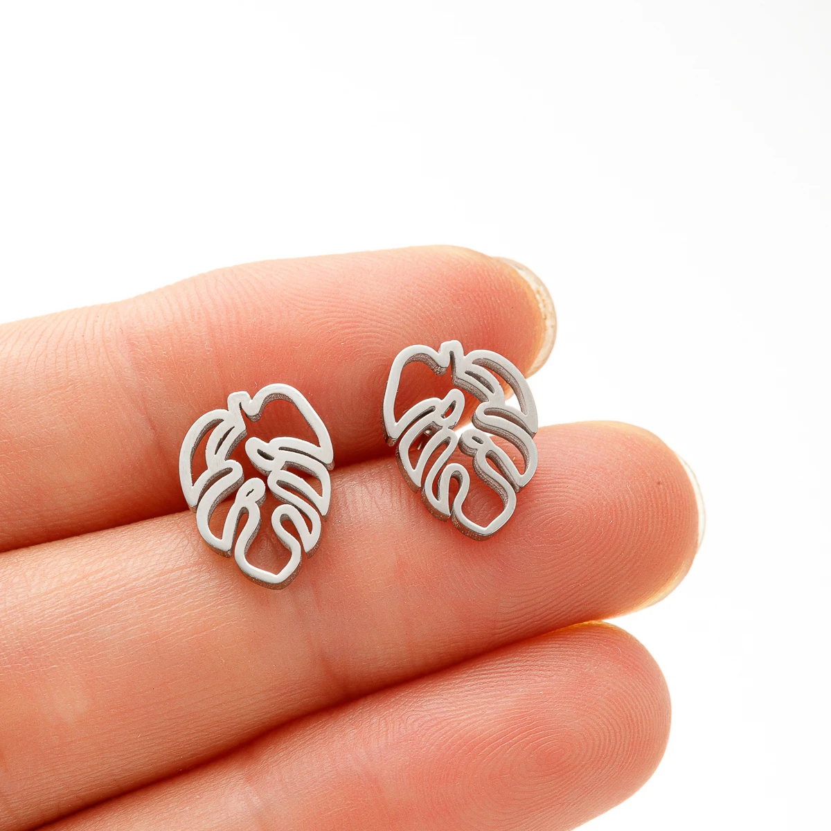 10 paare/los Großhandel Edelstahl Ahornblätter Ohrringe für Frauen Pflanze Blume Piercing Ohr stecker minimalist ischen Schmuck Gif – Detail 9