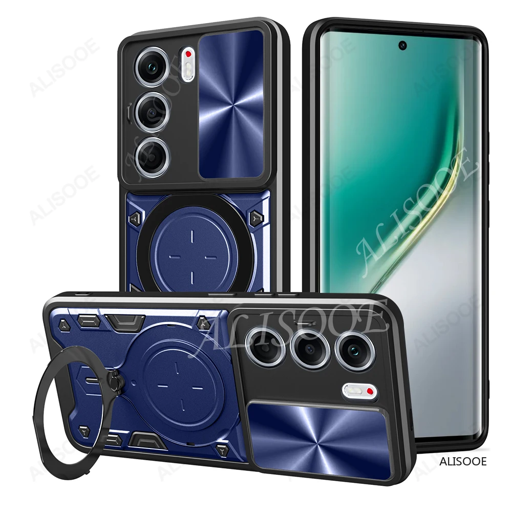 Magnetic Ring Stand Holder Phone Cover with Slide Camera Protection