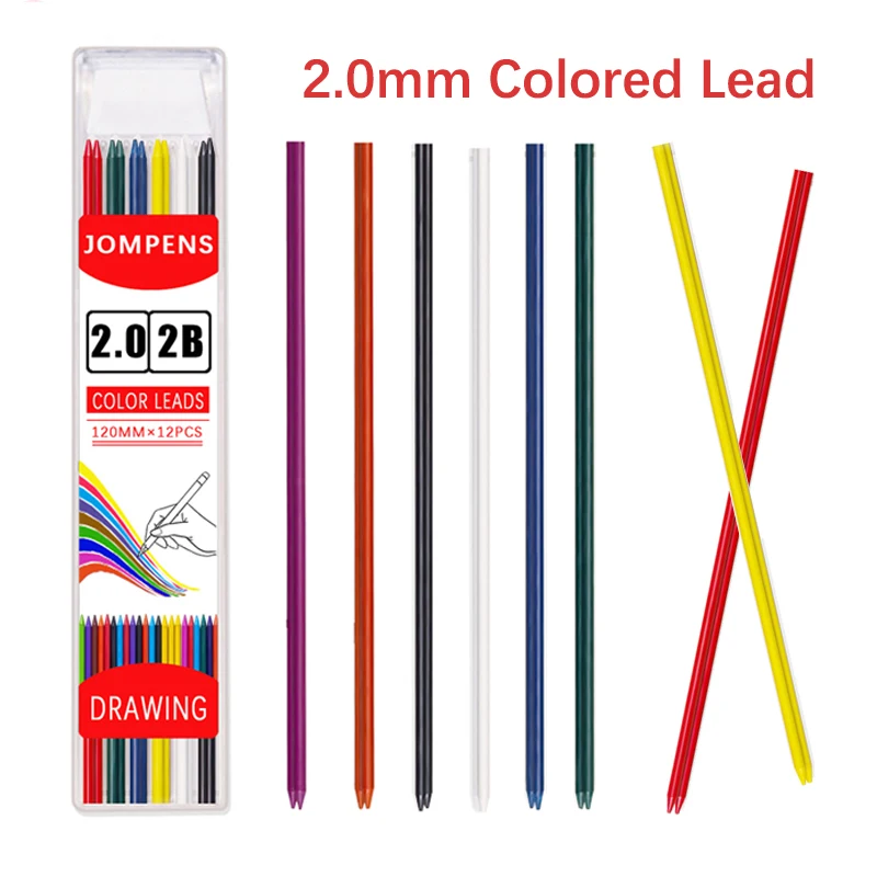 8 Colors 2.0mm 2B Automatic Pencil Replacement Lead Core Student Sketching Painting Writing Supplies School Office Stationery 5