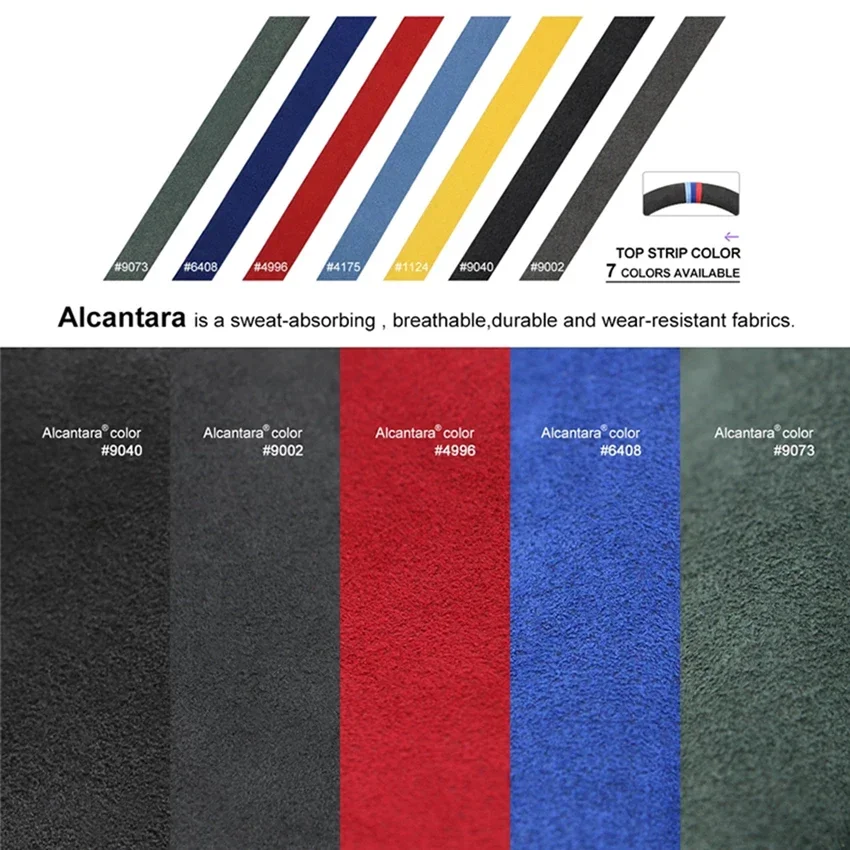 Coprivolante In Alcantara Cucito A Mano Per Porsche 911, Boxster, Cayman, Cayenne (2010-2016) – Colore Nero Con Strisce Blu