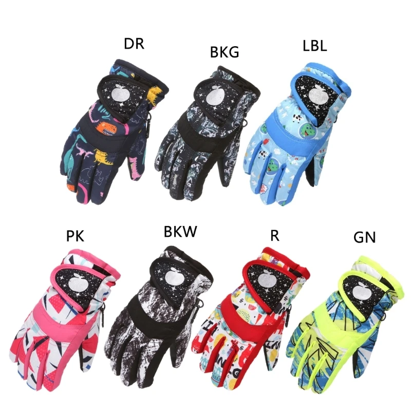 

1 pair Children Kids Winter Warm Gloves Boys Girls Ski Long-sleeved Mitten Windproof Waterproof Thicken Warm Gloves 3-7Y