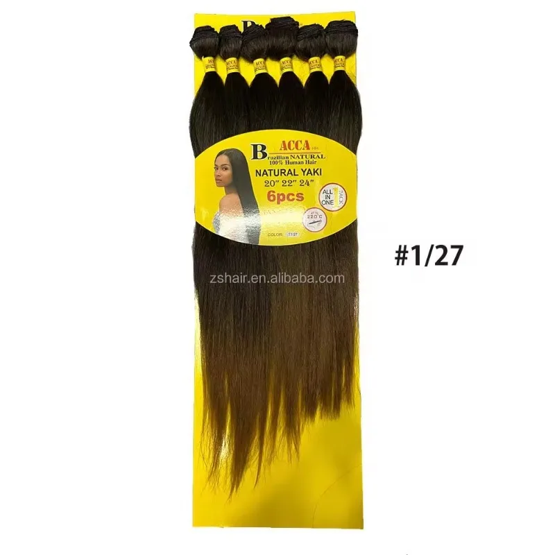Hair Extensions 6 Bundles Synthetic Hair Extensions Natural Yaki Straight Hair for Women Synthetic Bundles Extenciones with Closure