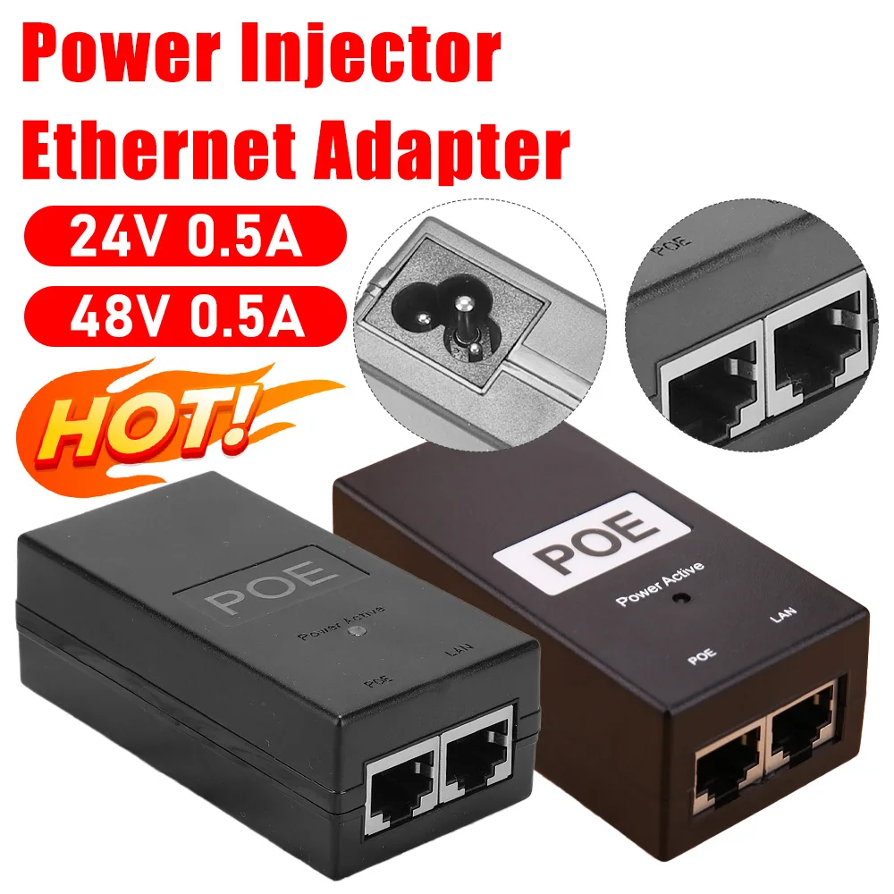 Adaptateur Ethernet d'injecteur de puissance POE de bureau 24V 48V 0,5a, pour Surveillance, caméra IP CCTV, alimentation avec Protection de sécurité