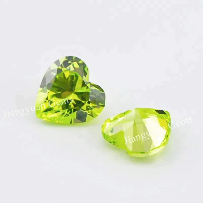 Größe 3x3mm~10x10mm Herzschliff Lose CZ Stein AAAAA Apfelgrüner Zirkonia Synthetische Edelsteine für Schmuck – Detail 6