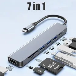 6 - Port USB - C Hub with 4K HDMI, Card Reader, and Charging Dock (7 in 1)